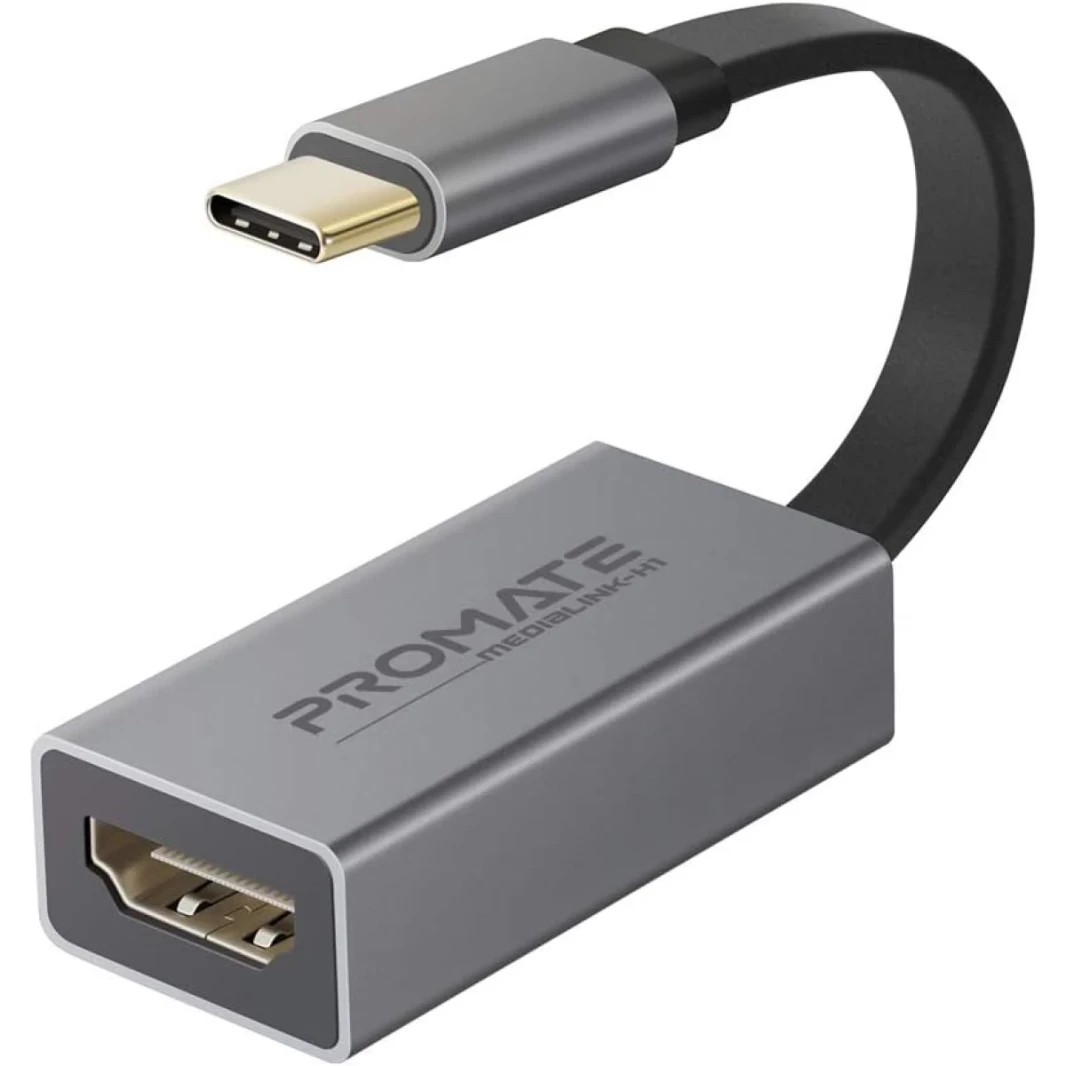 PROMATE MIMIALINK-H1 TYPE-C إلى محول HDMI 4K 30Hz محول مع إخراج الصوت-رمادي