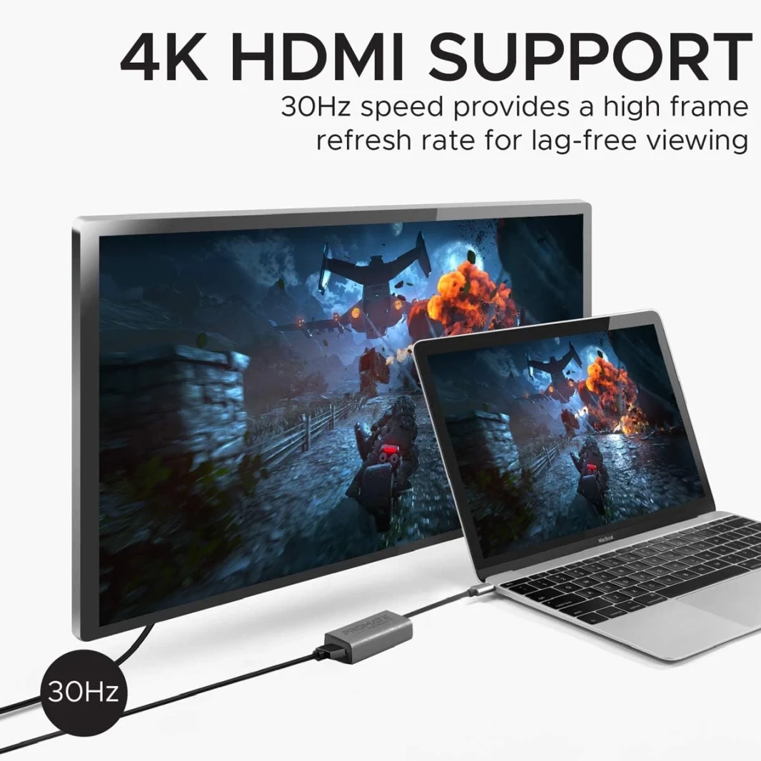 PROMATE MIMIALINK-H1 TYPE-C إلى محول HDMI 4K 30Hz محول مع إخراج الصوت-رمادي