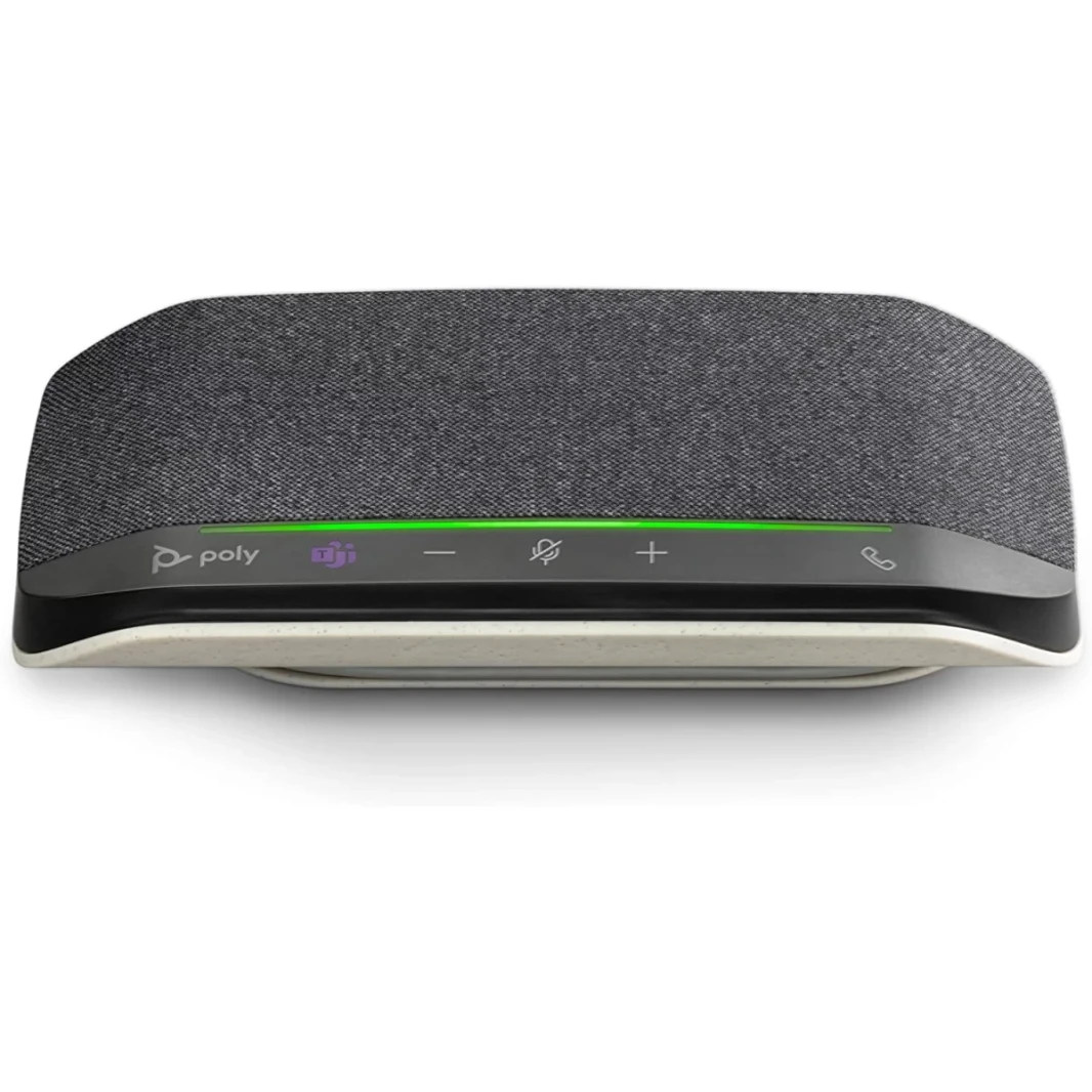Poly Sync 10 USB Speakerphone مكبرات صوت محمولة ثنائية في واحد لمكالمات الصوت والفيديو والموسيقى USB تعمل على العمل المزدوج مع الفرق ، Zoom ، Google