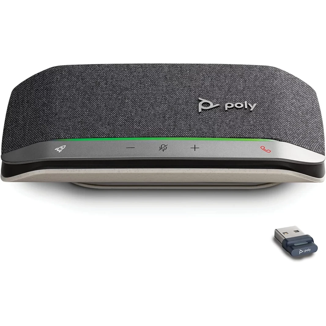 Poly Sync 20+ Personable Bluetooth Smart Speakerphone USB-A Pluetooth Adapter توصيل لاسلكيًا بجهاز الكمبيوتر/Mac/الهاتف الخليوي مع الفرق ، التكبير