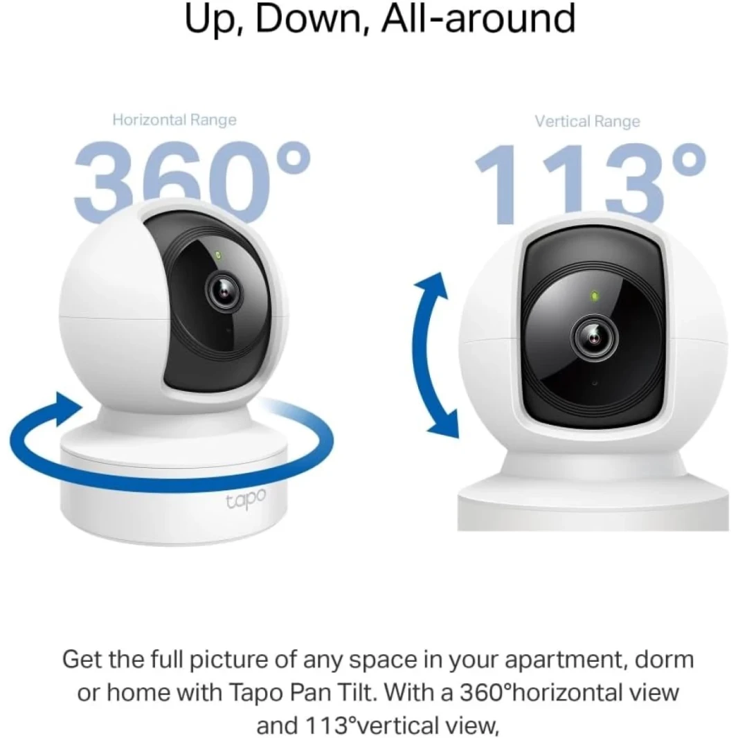 TP-LINK TAPO C212 2K 3MP PAN/TILT SMART HOME SECURITY WI-FI CAMPY AI Detection & Attific