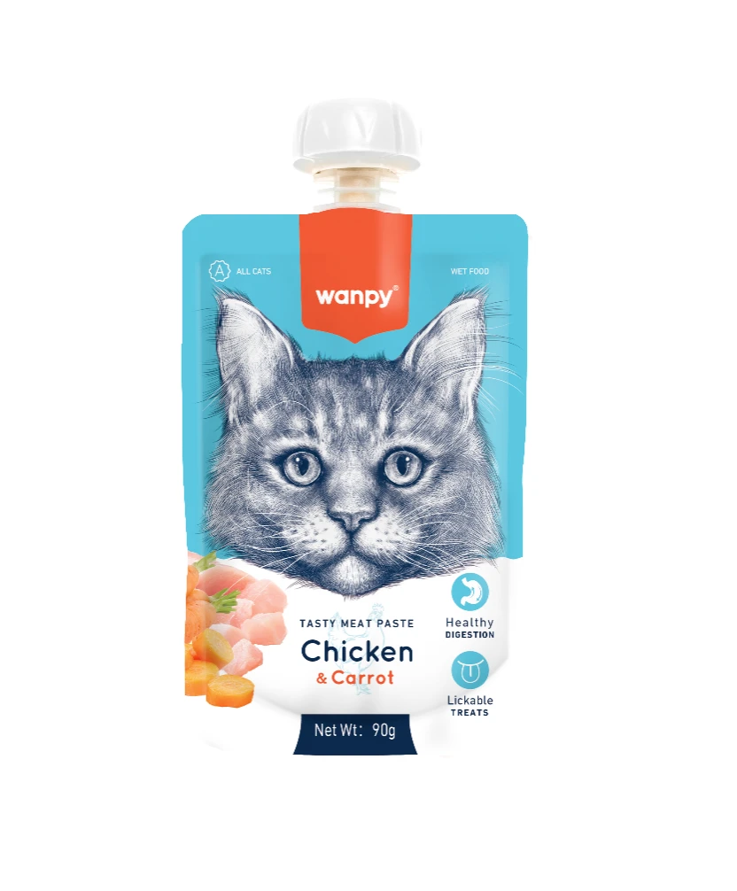 Wanpy Creamy Delicious Meat 90g Chicken and Carrots – Creamy wet food with chicken and carrots for cats