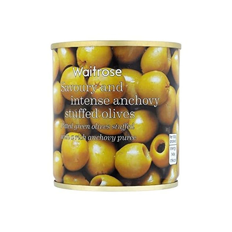 Waitrose Green Olives Stuffed with Anchovy 200g