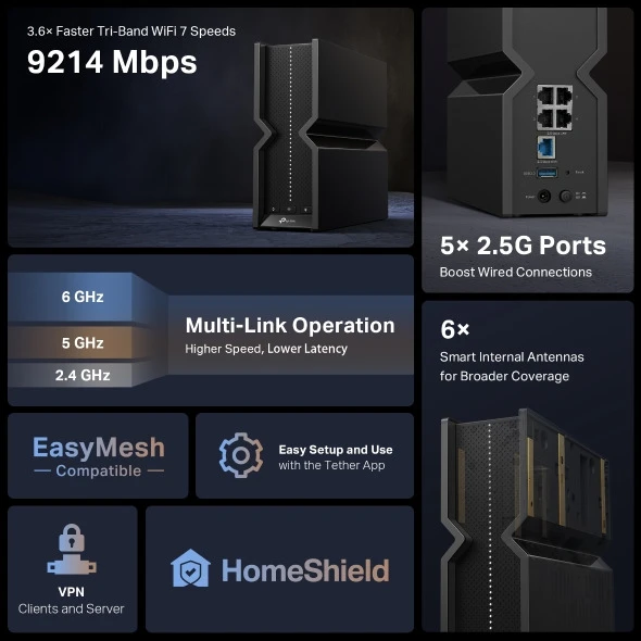 TP-Link Archer BE550 | BE9300 Tri-Band Wi-Fi 7 Router