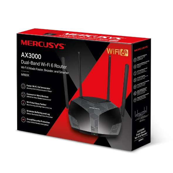 Mercusys MR80X | AX3000 Dual-Band Wi-Fi 6 Router