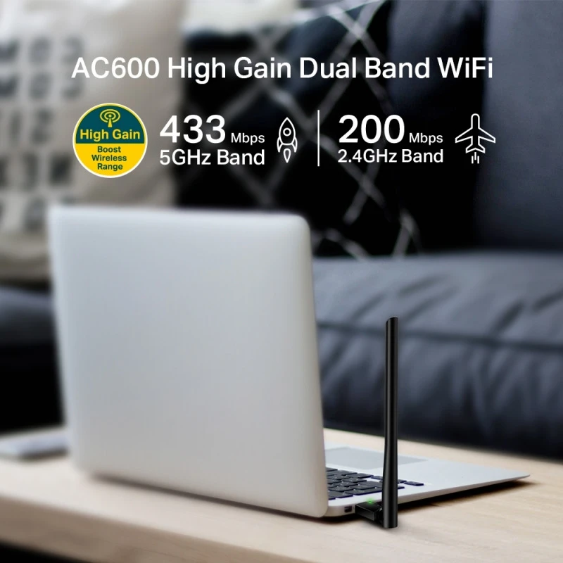 TP-Link Archer T2U Plus | AC600 High Gain Wireless Dual Band USB Adapter