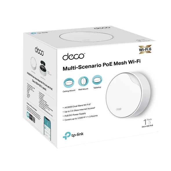 TP-Link Deco X50-PoE | AX3000 Whole Home Mesh WiFi 6 System with PoE