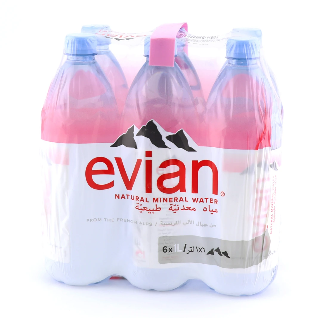 Evian Natural Mineral Water 6Pcs x 1Ltr