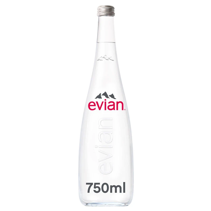 Evian Still Mineral Water Glass Bottle 750ml