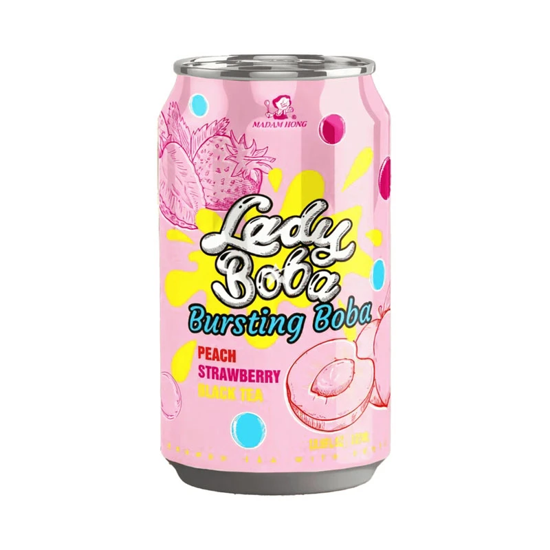 Madam Hong Lady Boba Bursting Boba Peach Strawberry Black Tea 320ml