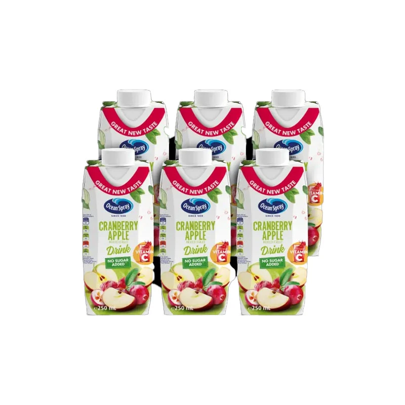 عصير التوت البري مع التفاح بدون سكر من Ocean Spray – 6 عبوات × 250 مل