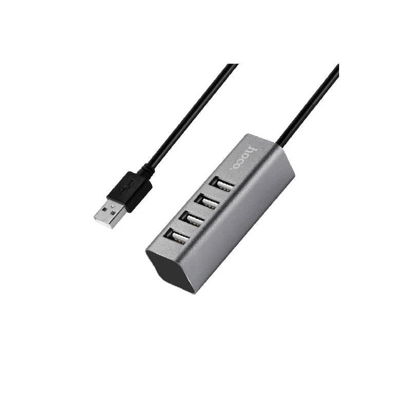 محور Hoco HB1 بأربعة منافذ USB 2.0 للشحن ونقل البيانات مع كابل بطول 80 سم وحماية دارة