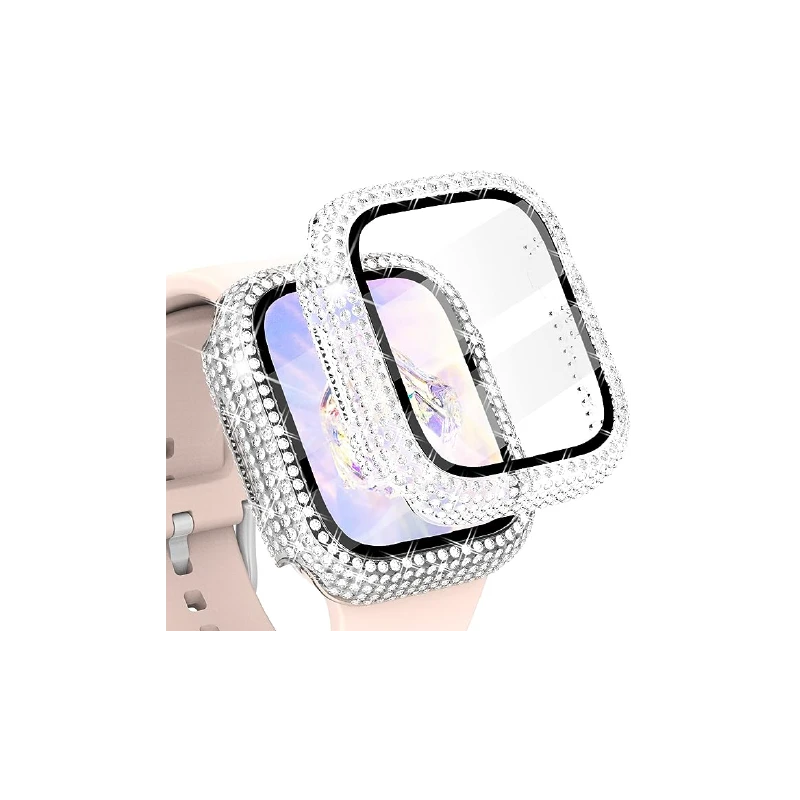 غطاء حماية Coteci مزين بالكرستالات لساعات Apple Watch مقاس 40-49مم