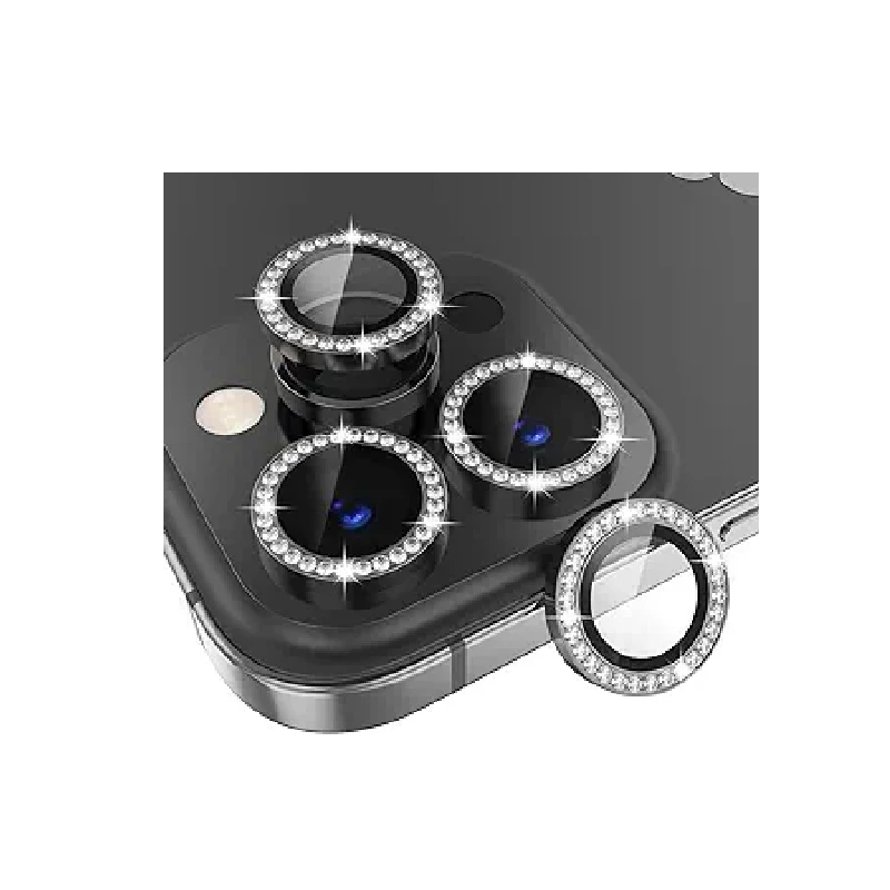 واقي عدسة كاميرا بزجاج مقوى مع تصميم ماسي لهواتف 14MAX/14PRO
