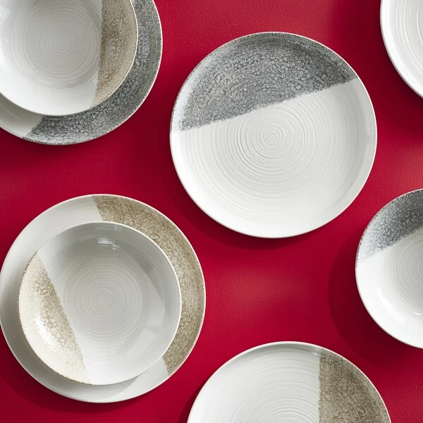 Deep plate, patterned/grey,