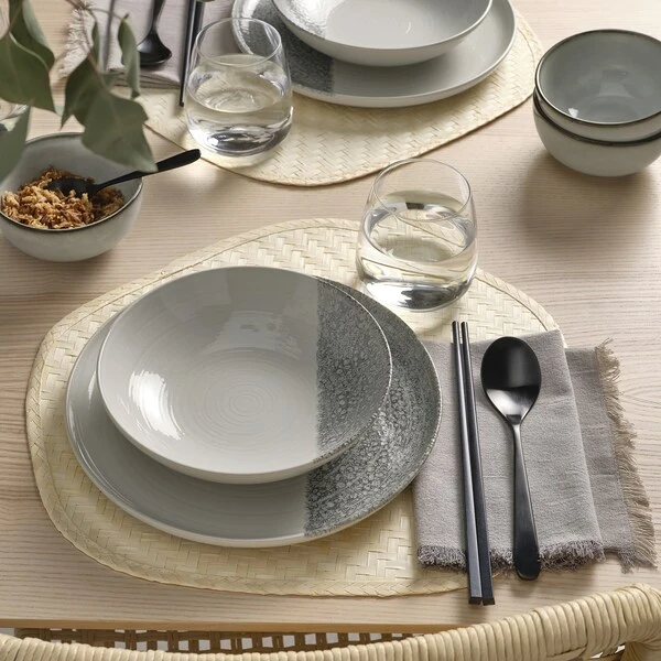 Deep plate, patterned/grey,