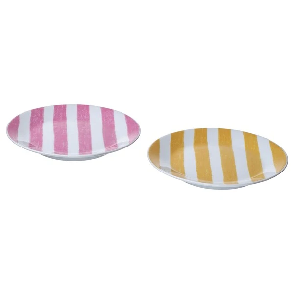 Side plate, patterned/yellow pink,