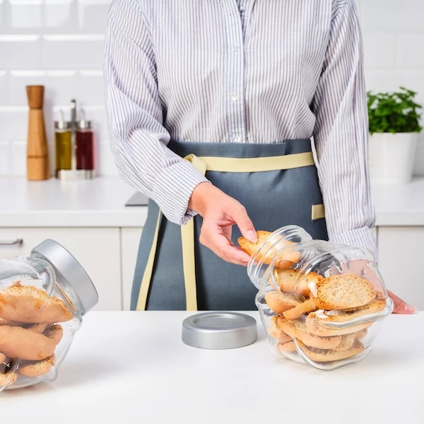 برطمان بغطاء, زجاج/لون الومونيوم,