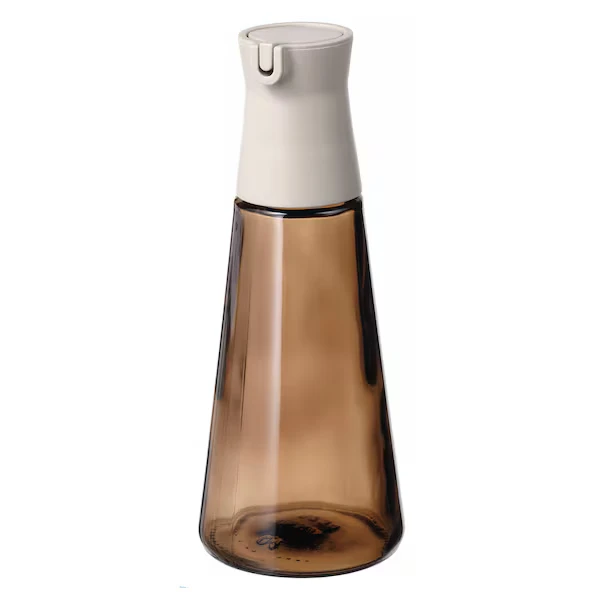 Bottle with pour spout, glass/brown,