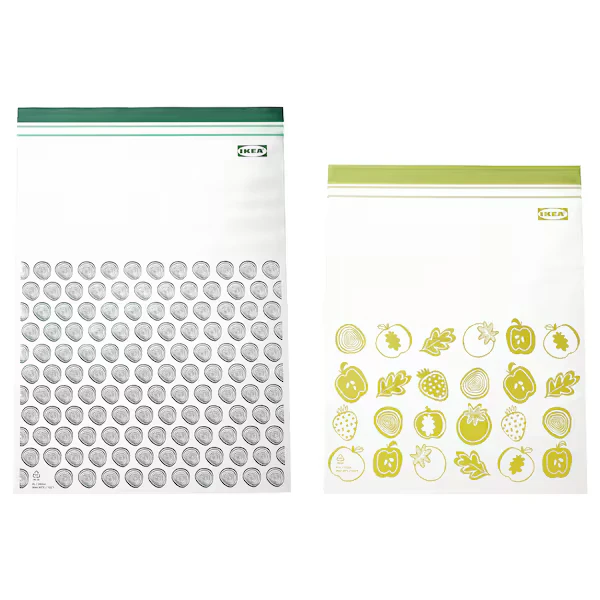 Resealable bag, patterned/green,