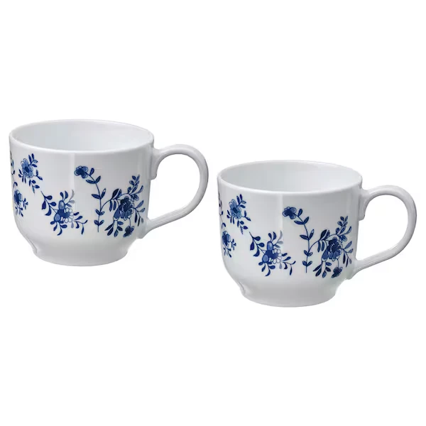 Jumbo cup, patterned/white blue,