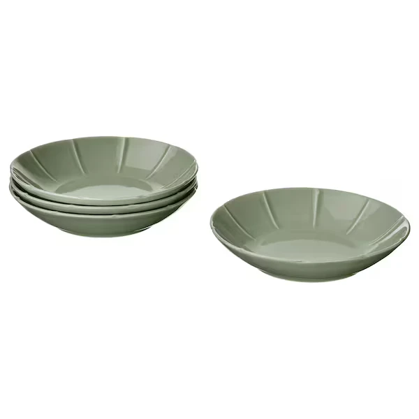 Deep plate, stoneware pale grey-green,