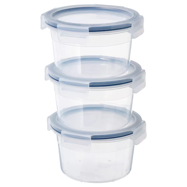 Food container with lid, round/plastic,