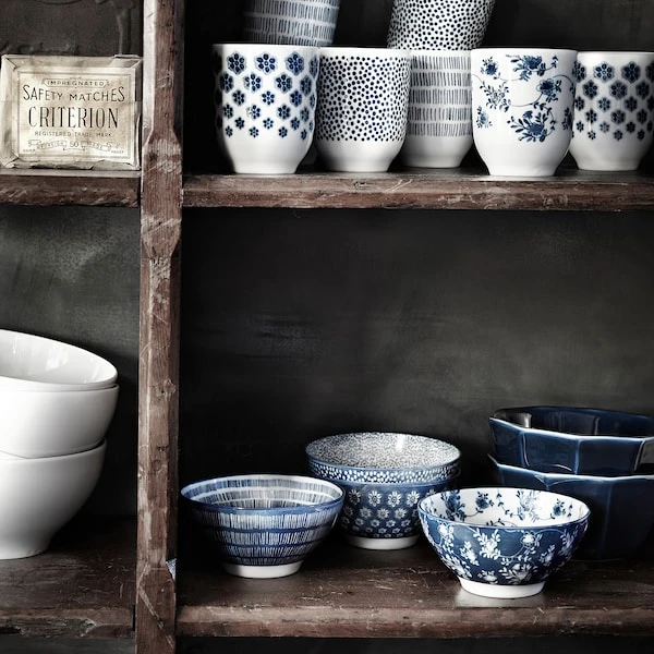 Bowl, patterned/blue,