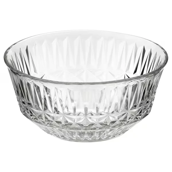 Bowl, clear glass/patterned,