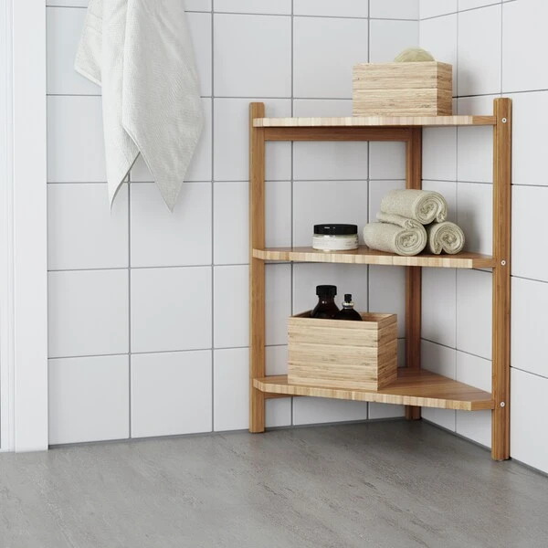 Wash-basin/corner shelf, bamboo,