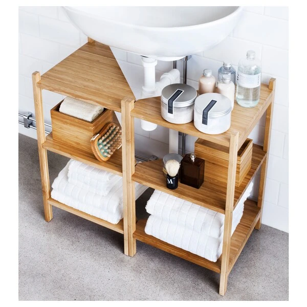Wash-basin/corner shelf, bamboo,