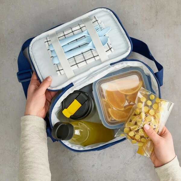 Cooling bag, patterned/blue,
