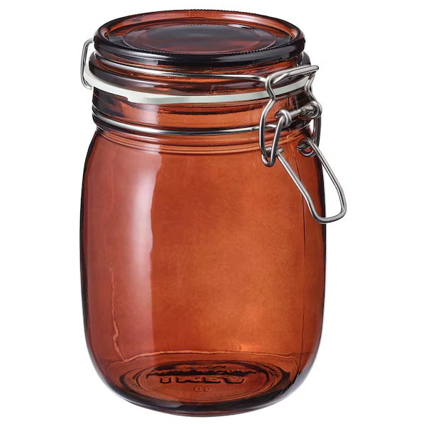 Jar with lid, red-brown,