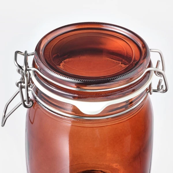Jar with lid, red-brown,