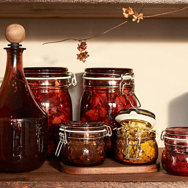 Jar with lid, red-brown,