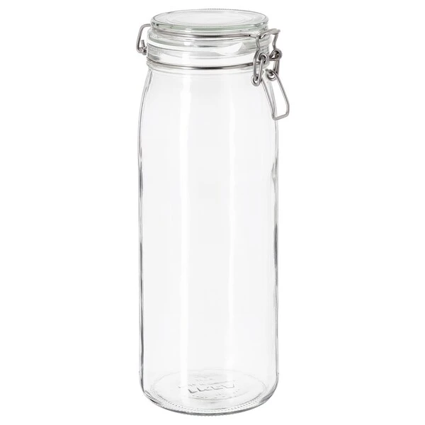Jar with lid, clear glass,