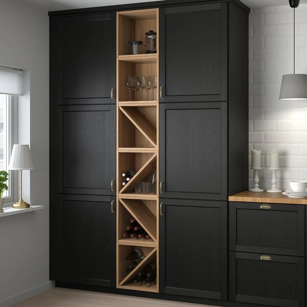 Wine shelf, brown/stained ash,