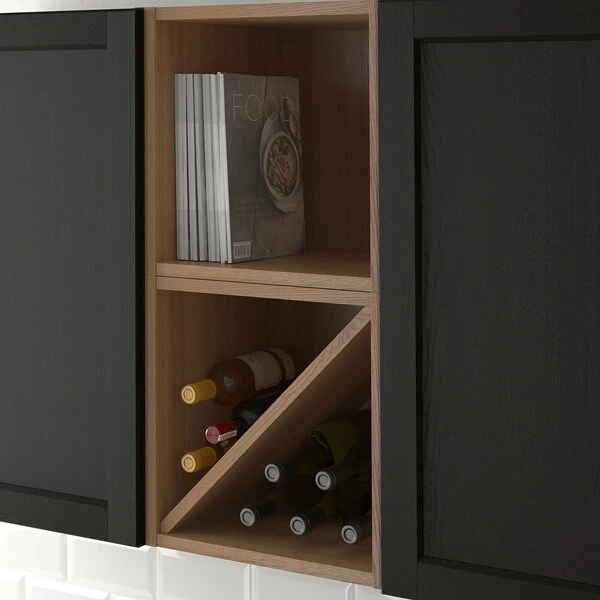 Wine shelf, brown/stained ash,