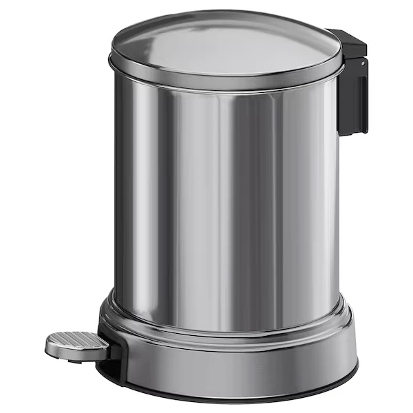 Waste bin, chrome effect,