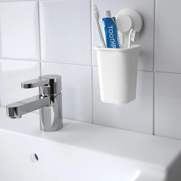 Toothbrush holder with suction cup, white