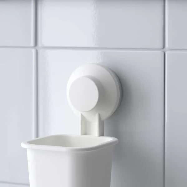 Toothbrush holder with suction cup, white