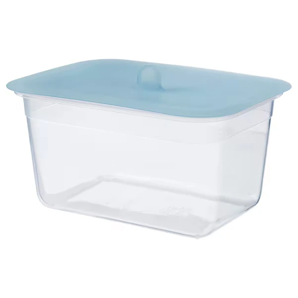 Food container with lid, rectangular plastic/silicone,