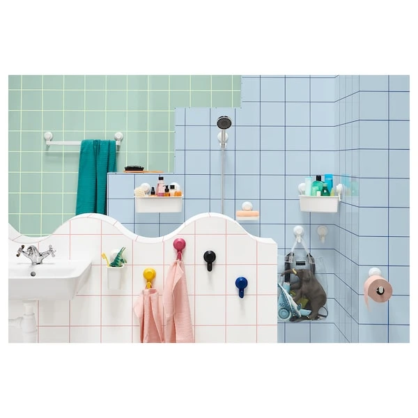 Corner shelf unit with suction cup, white