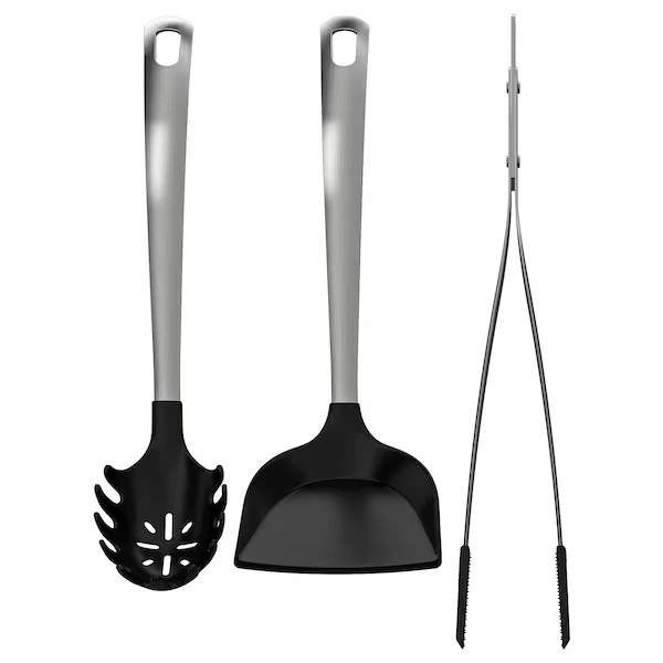 3-piece kitchen utensil set, black/stainless steel