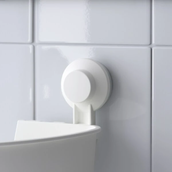 Corner shelf unit with suction cup, white