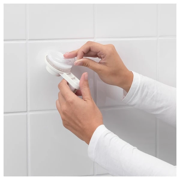 Corner shelf unit with suction cup, white