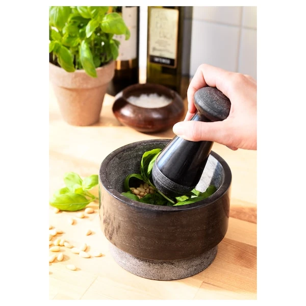 Pestle and mortar, marble black