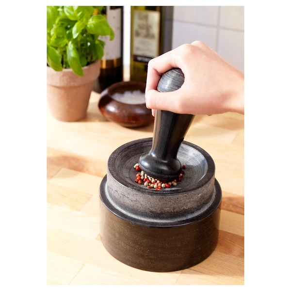 Pestle and mortar, marble black