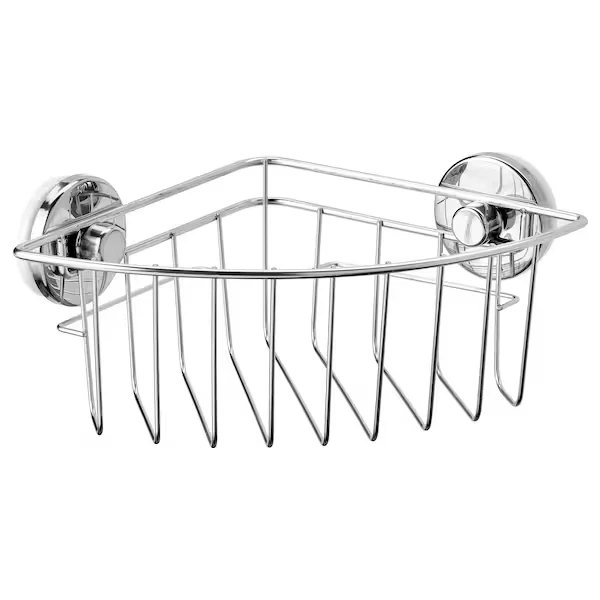 Corner shelf unit with suction cup, zinc plated,