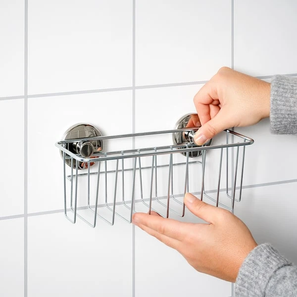 Corner shelf unit with suction cup, zinc plated,